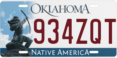 OK license plate 934ZQT