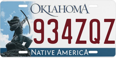 OK license plate 934ZQZ