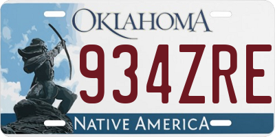 OK license plate 934ZRE