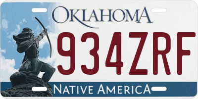 OK license plate 934ZRF