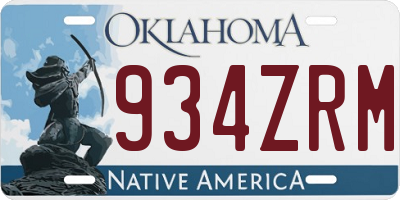 OK license plate 934ZRM