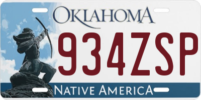 OK license plate 934ZSP