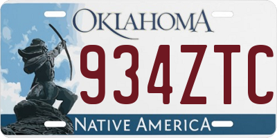 OK license plate 934ZTC