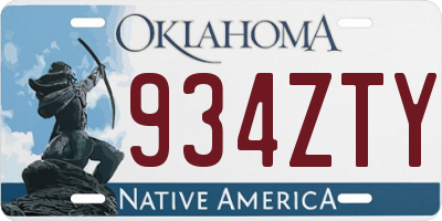 OK license plate 934ZTY