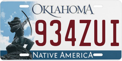 OK license plate 934ZUI