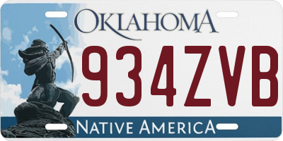 OK license plate 934ZVB