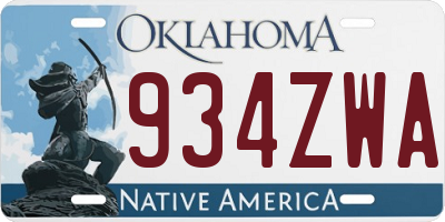 OK license plate 934ZWA