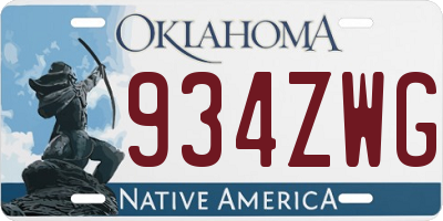 OK license plate 934ZWG