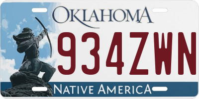 OK license plate 934ZWN