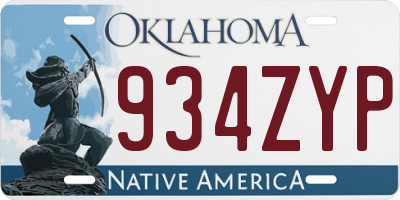 OK license plate 934ZYP