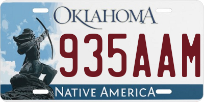 OK license plate 935AAM