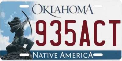 OK license plate 935ACT
