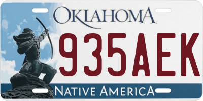 OK license plate 935AEK