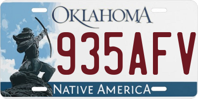 OK license plate 935AFV