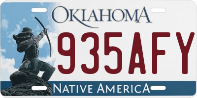 OK license plate 935AFY