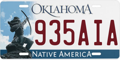 OK license plate 935AIA