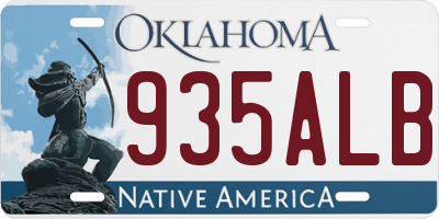 OK license plate 935ALB