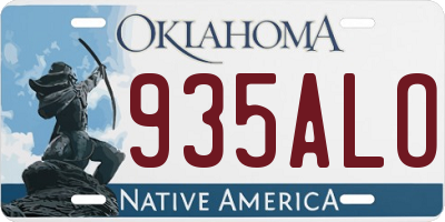 OK license plate 935ALO