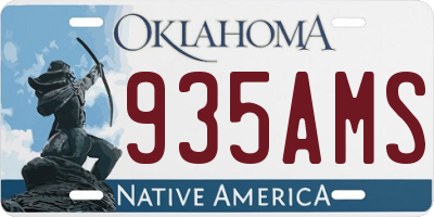 OK license plate 935AMS