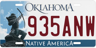 OK license plate 935ANW