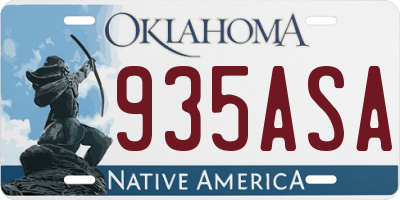 OK license plate 935ASA