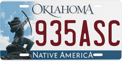 OK license plate 935ASC