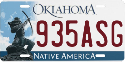 OK license plate 935ASG