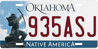 OK license plate 935ASJ