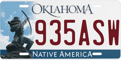 OK license plate 935ASW