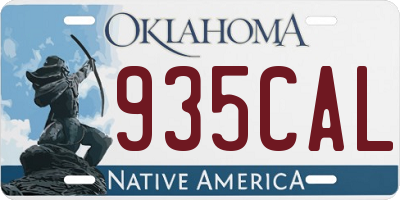 OK license plate 935CAL