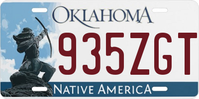OK license plate 935ZGT