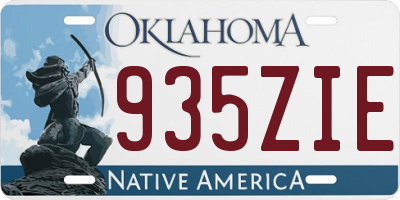 OK license plate 935ZIE