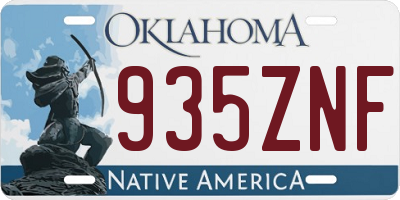 OK license plate 935ZNF