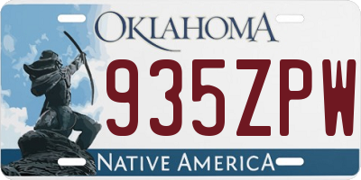 OK license plate 935ZPW
