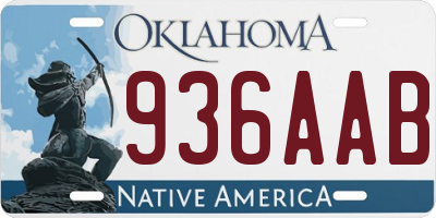 OK license plate 936AAB