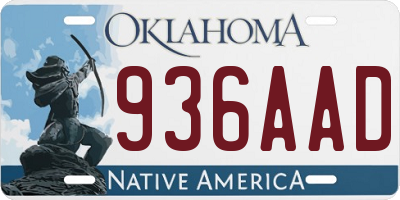 OK license plate 936AAD