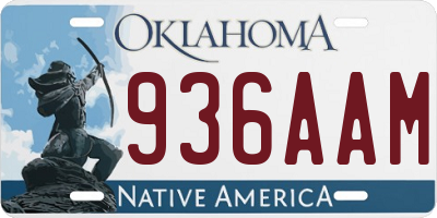 OK license plate 936AAM
