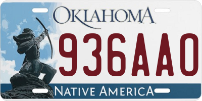OK license plate 936AAO