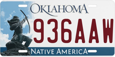 OK license plate 936AAW