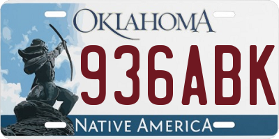OK license plate 936ABK