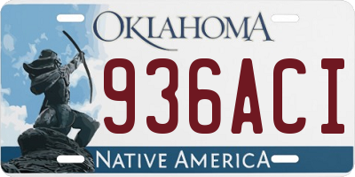 OK license plate 936ACI