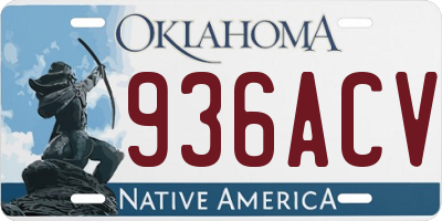 OK license plate 936ACV