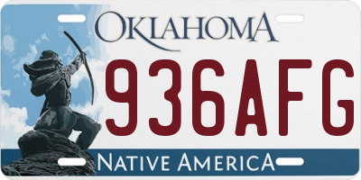 OK license plate 936AFG