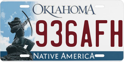 OK license plate 936AFH