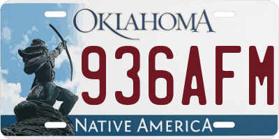 OK license plate 936AFM