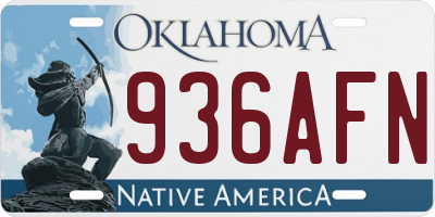 OK license plate 936AFN