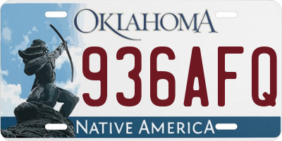 OK license plate 936AFQ