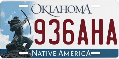 OK license plate 936AHA