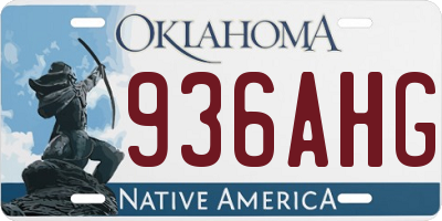OK license plate 936AHG
