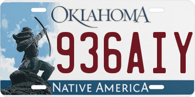 OK license plate 936AIY